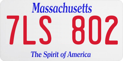MA license plate 7LS802