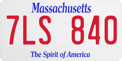 MA license plate 7LS840