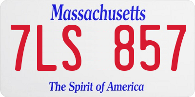 MA license plate 7LS857