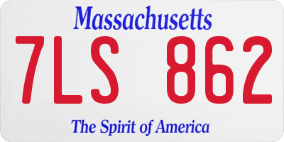 MA license plate 7LS862
