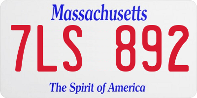 MA license plate 7LS892