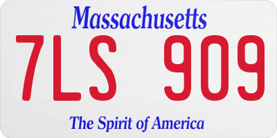 MA license plate 7LS909