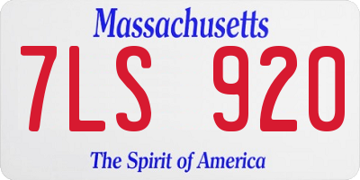 MA license plate 7LS920