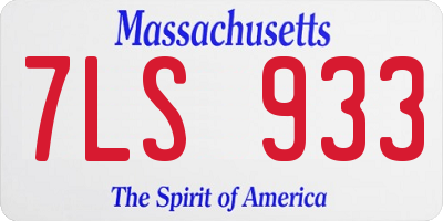 MA license plate 7LS933