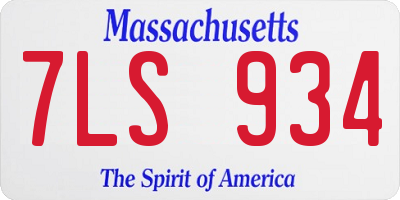 MA license plate 7LS934