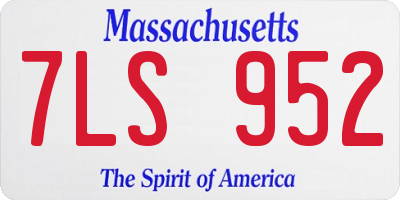 MA license plate 7LS952