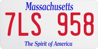 MA license plate 7LS958