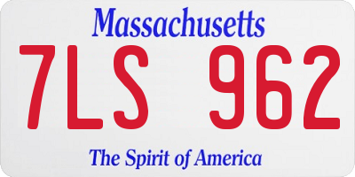 MA license plate 7LS962