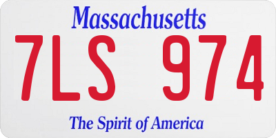 MA license plate 7LS974
