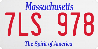MA license plate 7LS978