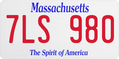 MA license plate 7LS980