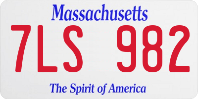 MA license plate 7LS982