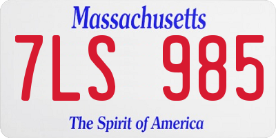 MA license plate 7LS985