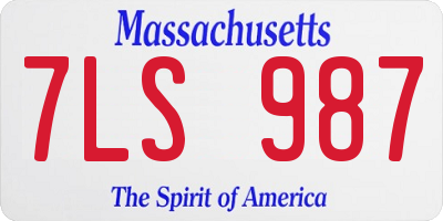 MA license plate 7LS987