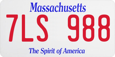 MA license plate 7LS988