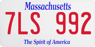 MA license plate 7LS992