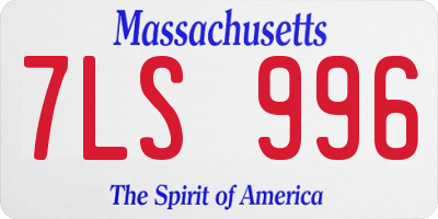 MA license plate 7LS996