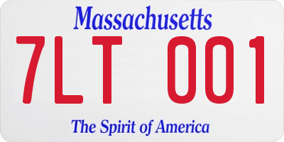 MA license plate 7LT001