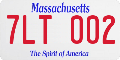 MA license plate 7LT002