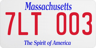 MA license plate 7LT003