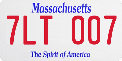 MA license plate 7LT007