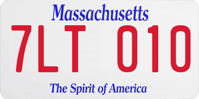 MA license plate 7LT010