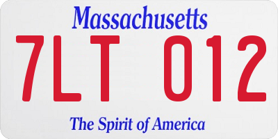 MA license plate 7LT012