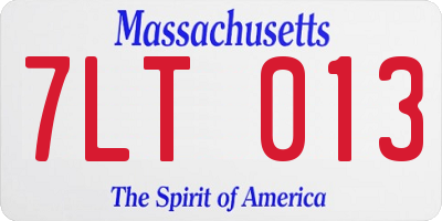MA license plate 7LT013