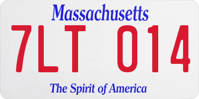 MA license plate 7LT014