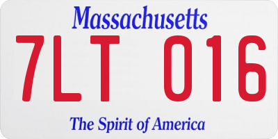 MA license plate 7LT016