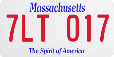 MA license plate 7LT017