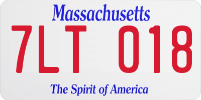 MA license plate 7LT018