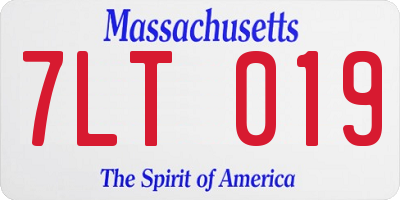 MA license plate 7LT019