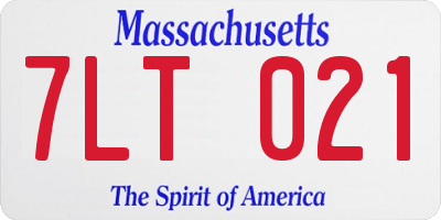 MA license plate 7LT021