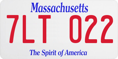 MA license plate 7LT022