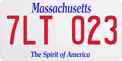 MA license plate 7LT023
