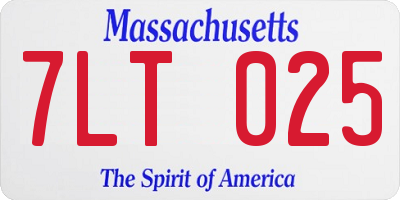 MA license plate 7LT025