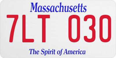 MA license plate 7LT030