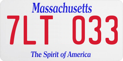 MA license plate 7LT033