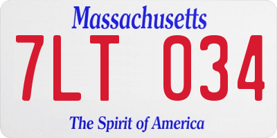 MA license plate 7LT034