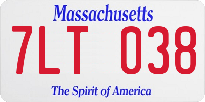 MA license plate 7LT038