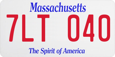 MA license plate 7LT040