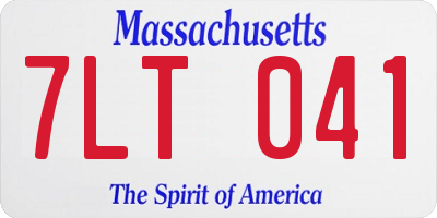 MA license plate 7LT041