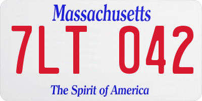 MA license plate 7LT042