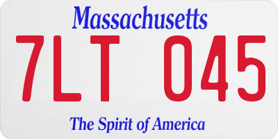 MA license plate 7LT045