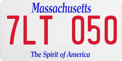 MA license plate 7LT050