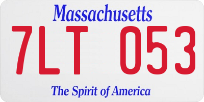MA license plate 7LT053