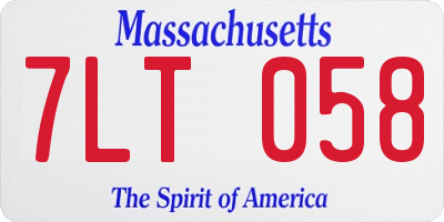 MA license plate 7LT058