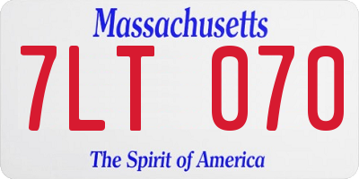 MA license plate 7LT070