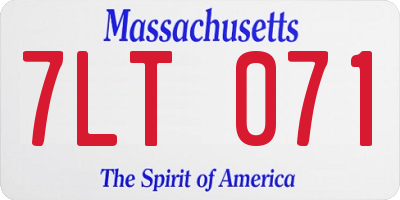 MA license plate 7LT071